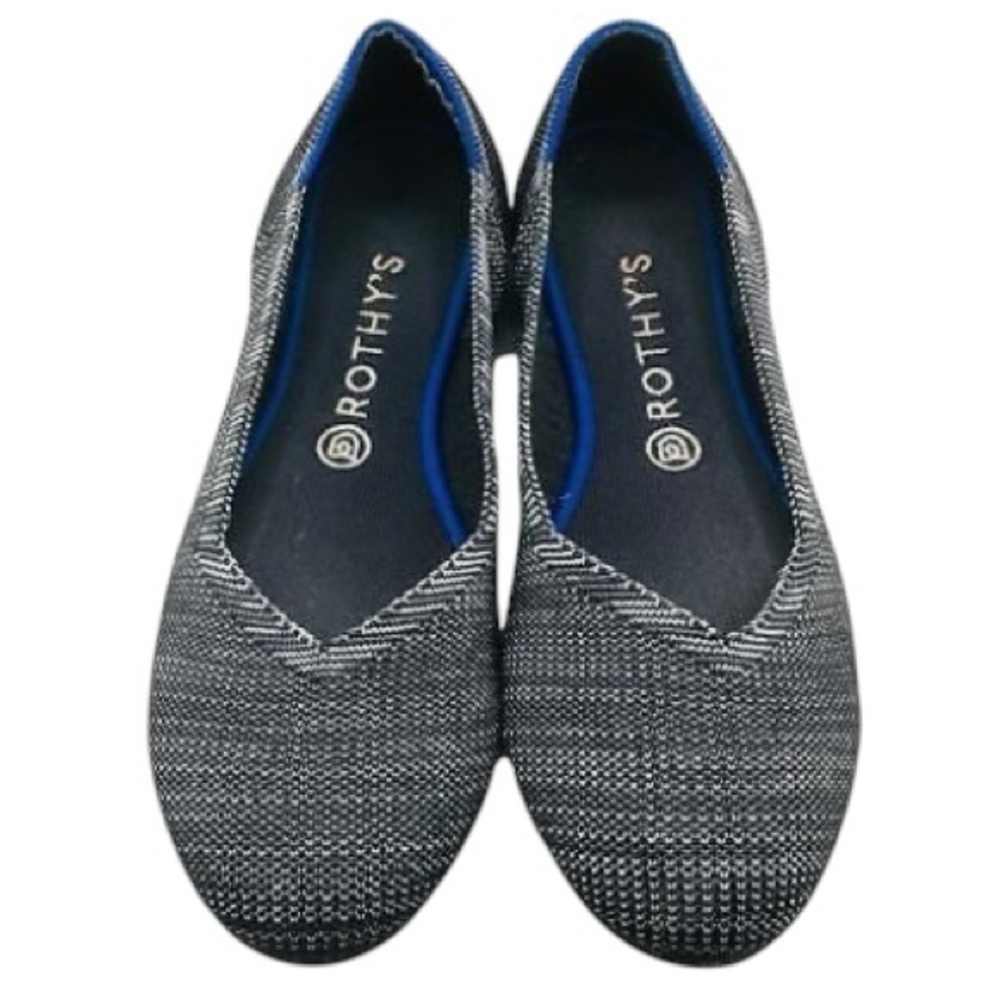Rothy's Flats Black /Gray Birdseye Round Toe Women's Size 8.5 - Picture 3 of 9